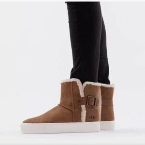 UGG Tan Ankle Boots with White Sole